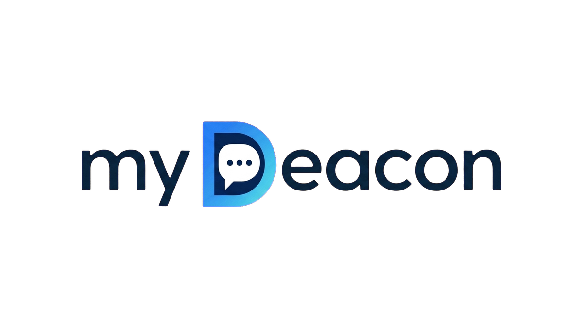 MyDeacon wordmark. MyDeacon, the AI staff manager for churches, is built by Patrick Stabell's Metro Point Technology.